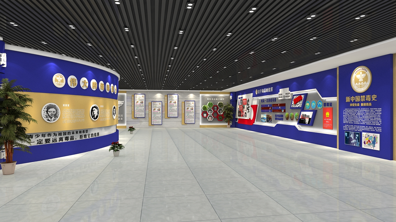 警营文化展厅设计、3D效果图